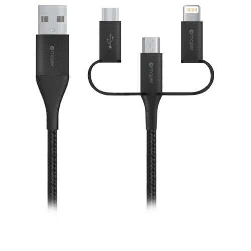 Cáp sạc Mazer MULTI4.DURA.TEK 3-in-1 1.2m USB-A to Lightning - Micro - USB-C Cable 3.1A
